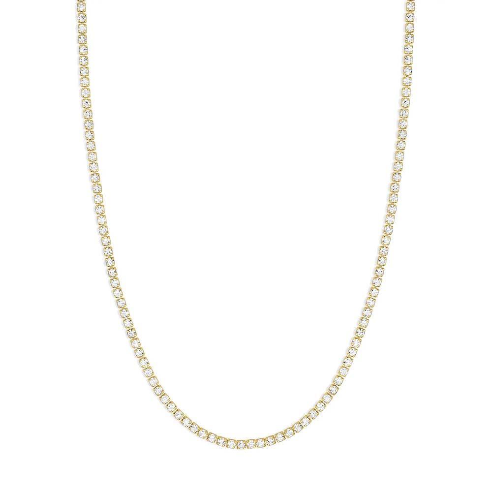 Gold Shimmery Crystal Necklace Minimalist Chain Dainty and Thin Necklace - soufeelau