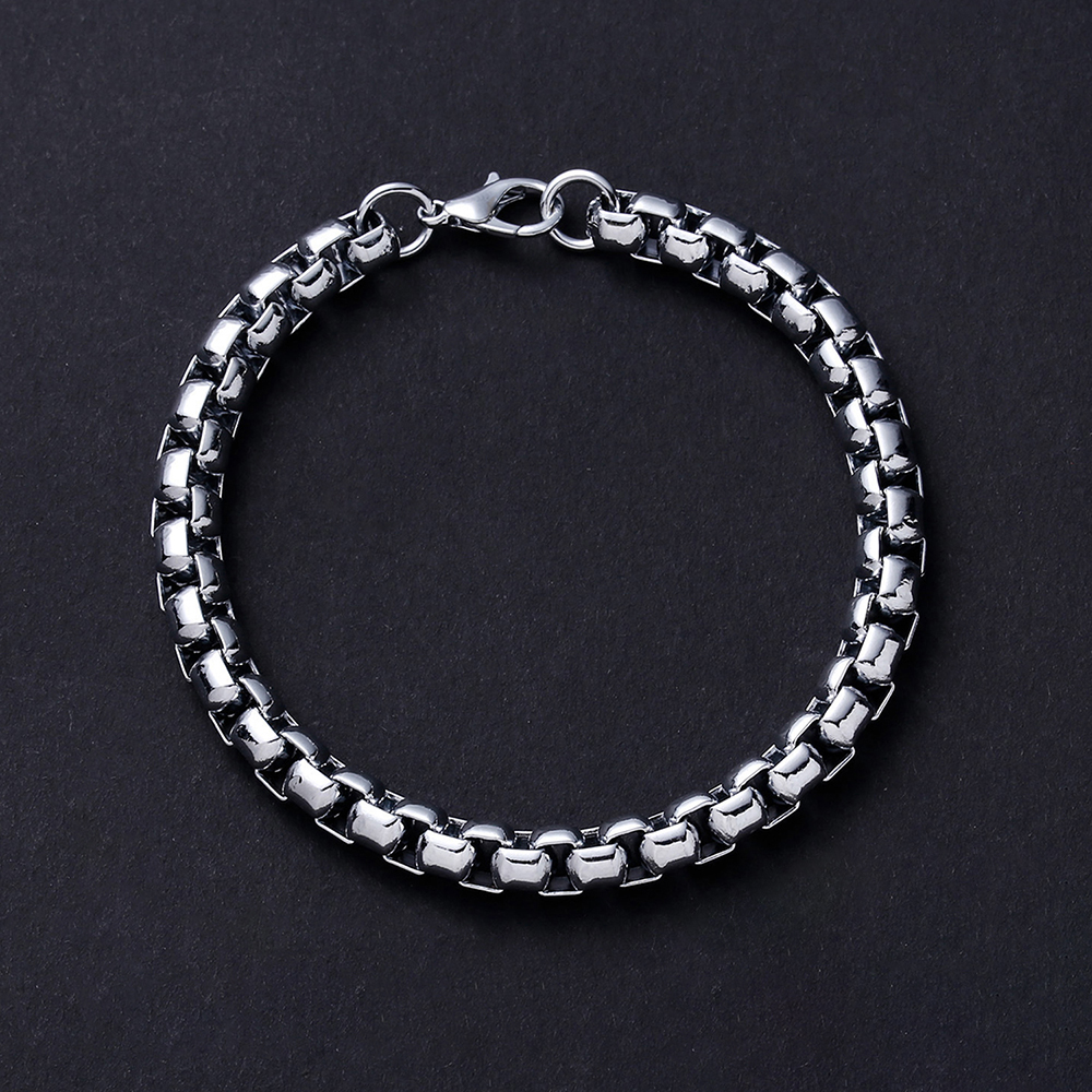 Men's Bracelet Punk Rounded Box Chain Thick Chain Gift For Boyfriend - soufeelau