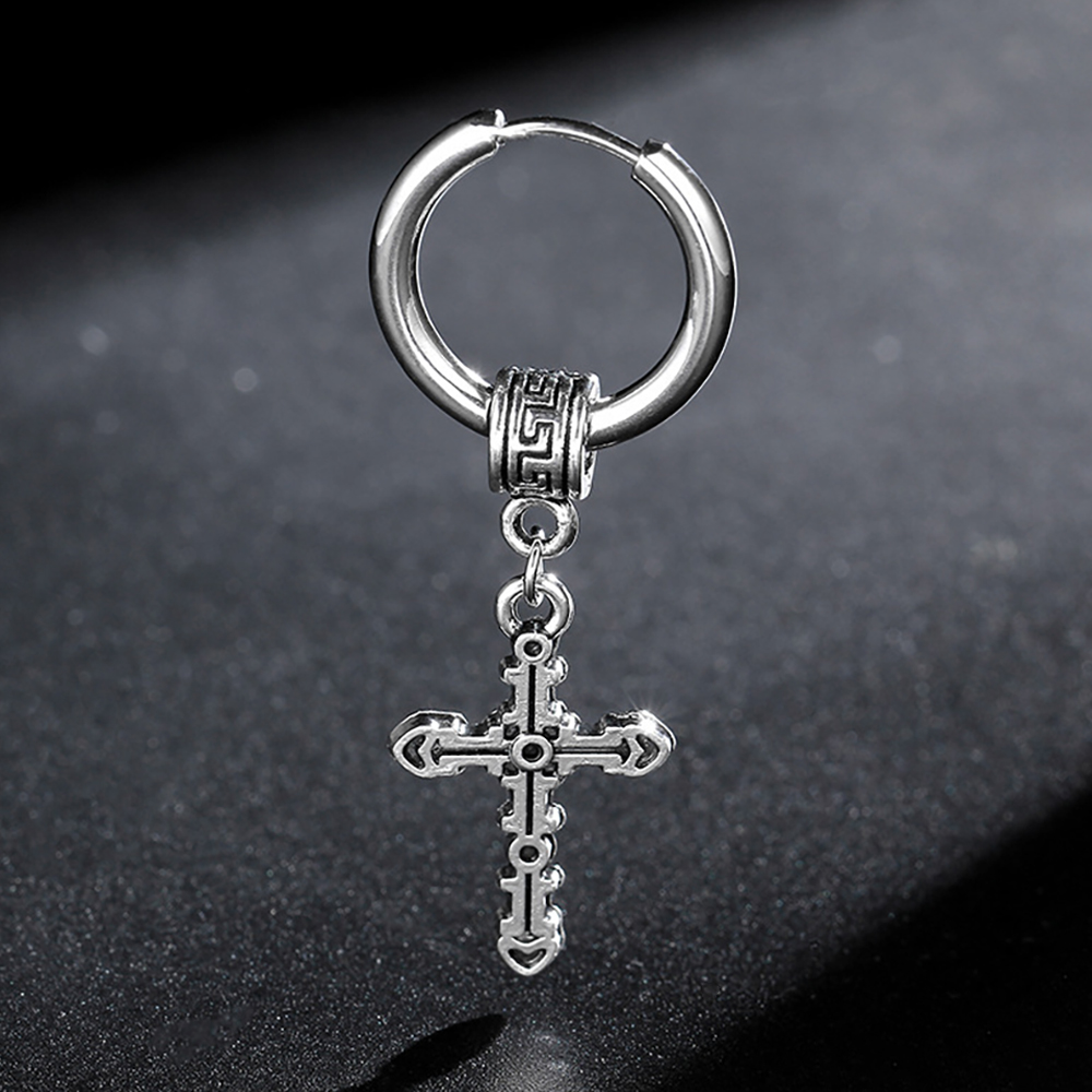 Men's Earrings Punk Cross Earrings Stainless Steel Earrings Gift For Boyfriend - soufeelau