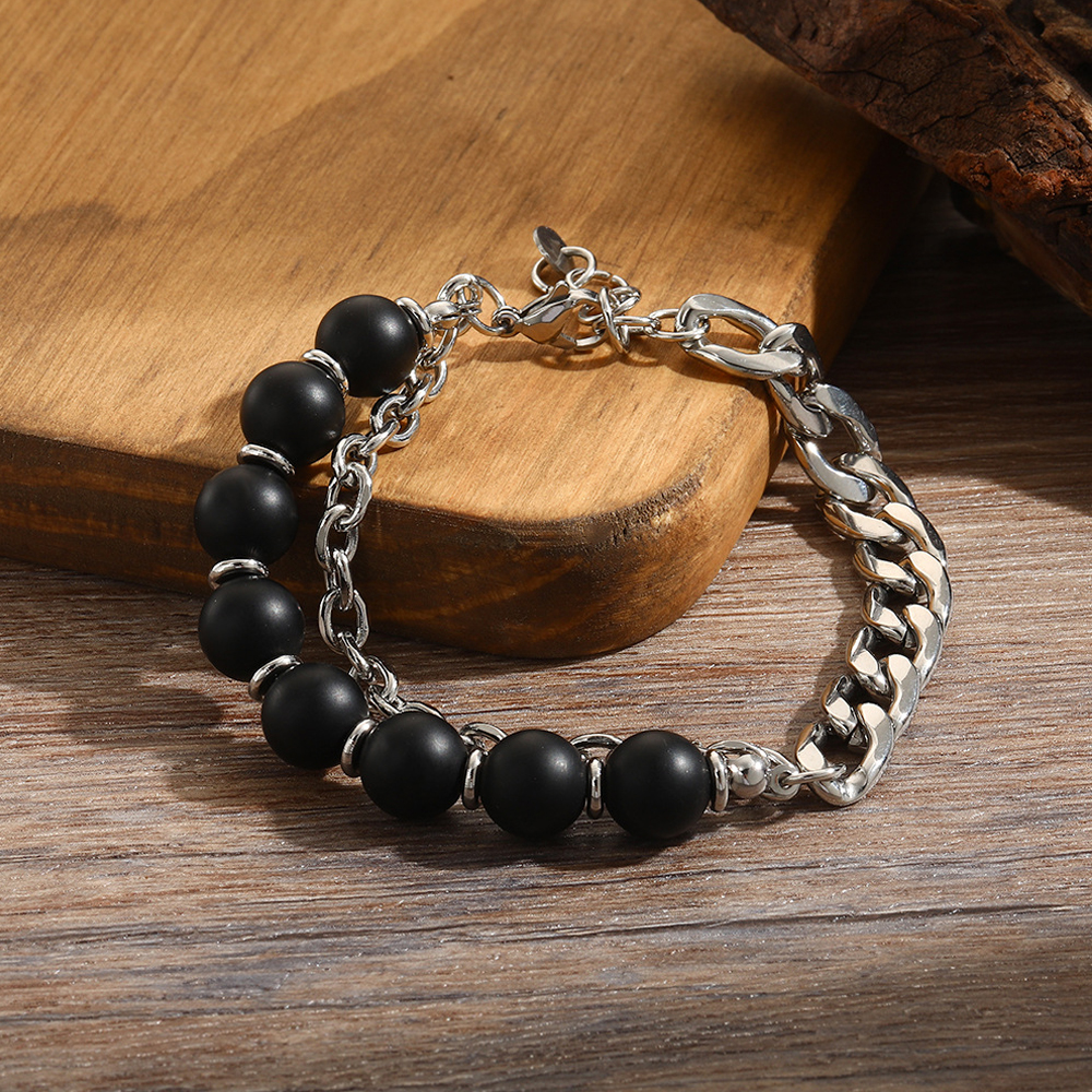 Men's Bracelet Chain Bracelet Black Frosted Bead Bracelet Gift For Boyfriend - soufeelau