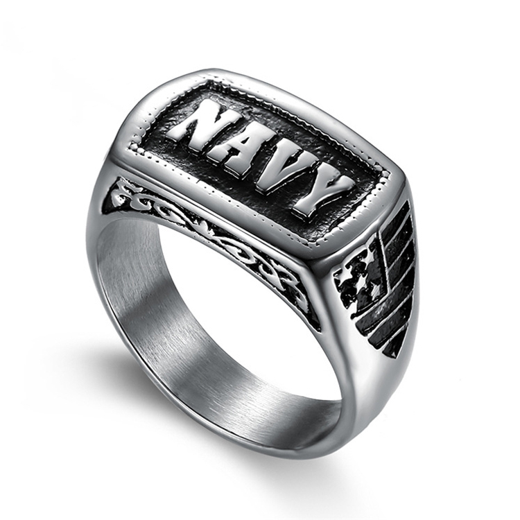 Men's Ring Punk Navy Ring Carved Ring Gift For Boyfriend - soufeelau