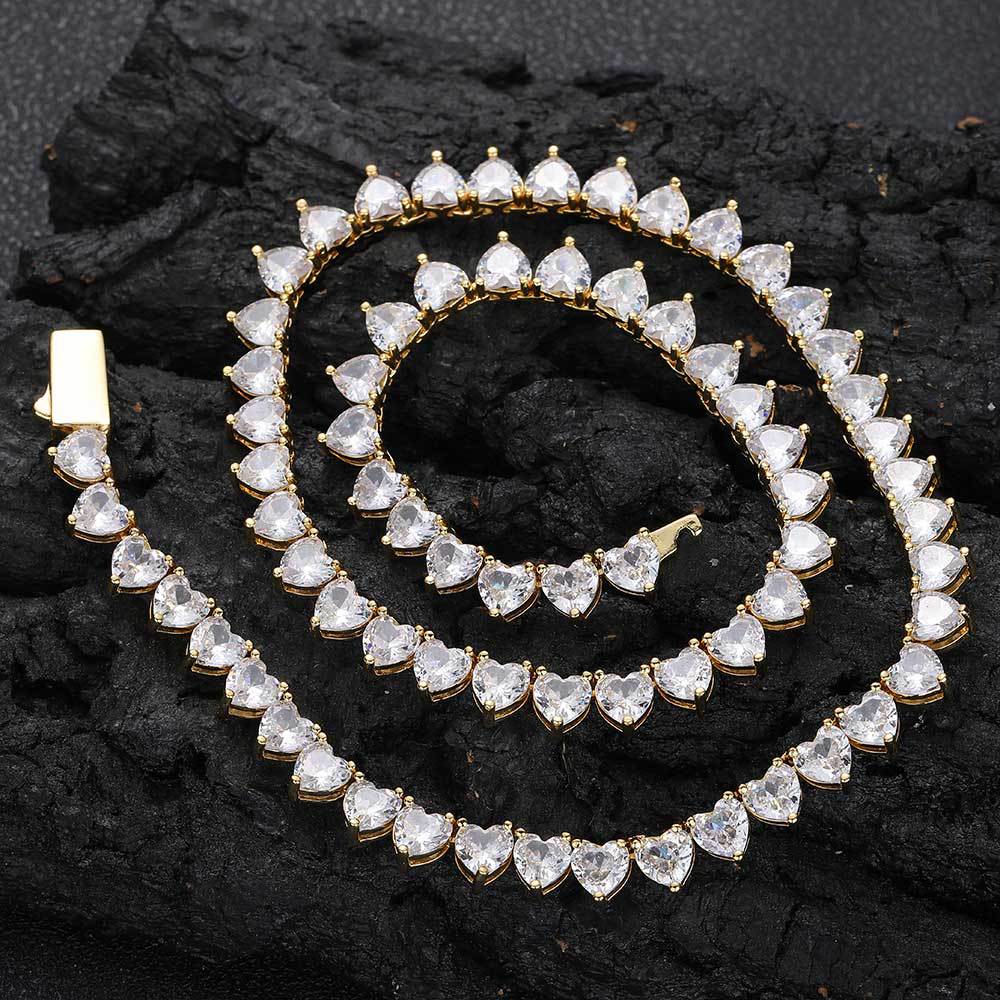 Heart Zirconia Necklace Spring Clasp Tennis Necklace - soufeelau