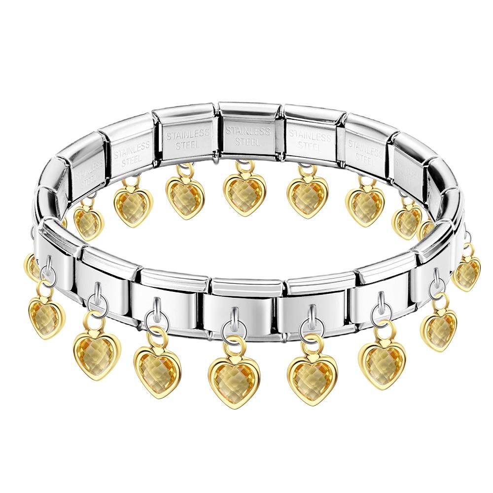 Yellow Heart Pendant Vintage Italian Charm Bracelet - soufeelau