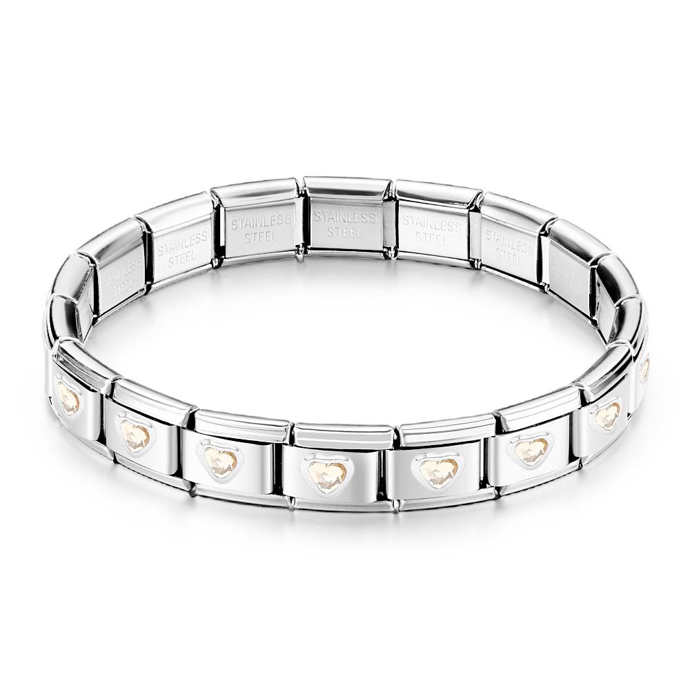 Cream Yellow Heart Gem Vintage Italian Charm Bracelet - soufeelau