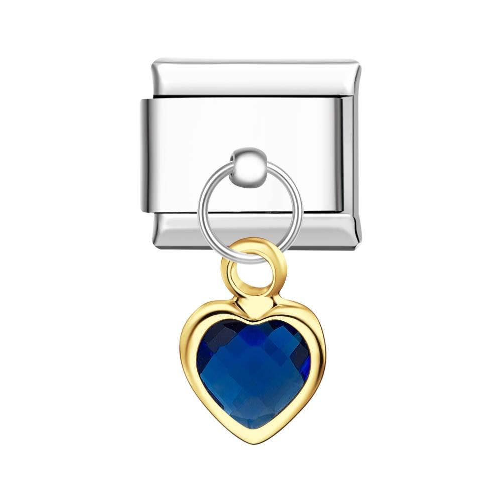 Blue Heart Hanging Charm Italian Charm For Italian Charm Bracelets Composable Link - soufeelau
