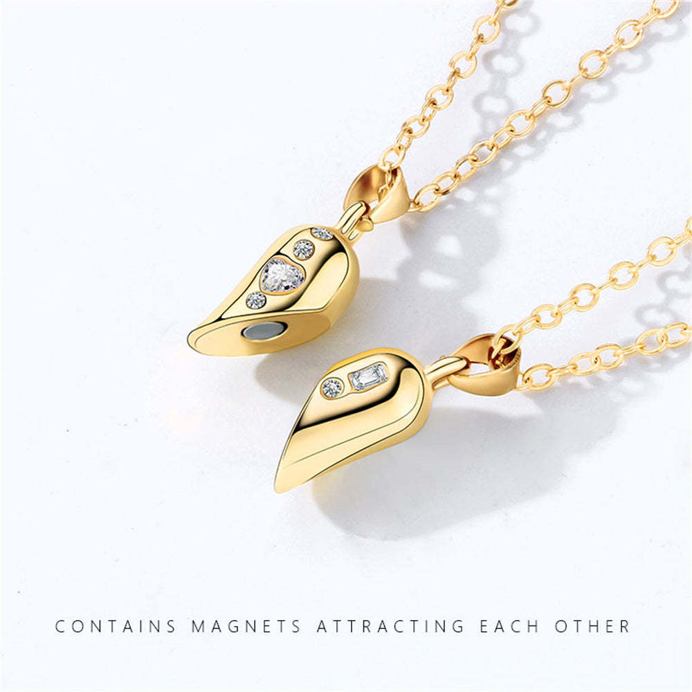 Magnetic Rotating Couples Necklaces Heart Necklace Gifts for Him and Her - soufeelau