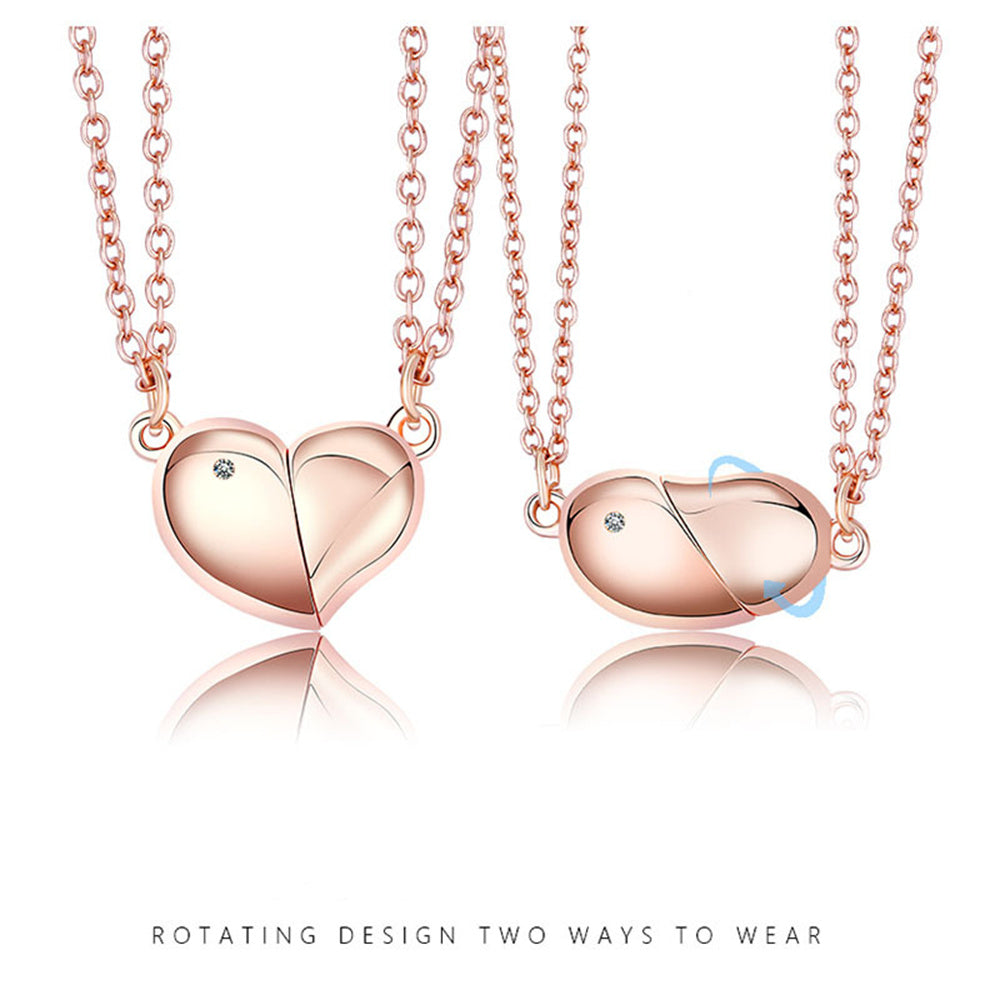 Magnetic Rotating Necklaces Heart Necklace Couples Gifts for Him and Her - soufeelau
