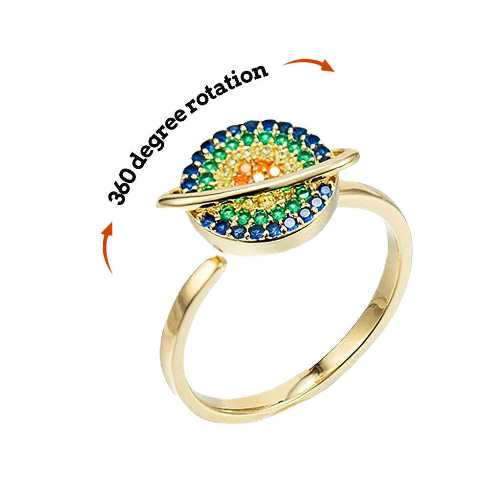 Fidget Ring for Anxiety Anxiety Relief Decompression Ring Planet Opening Adjustable Ring Gift for Women - soufeelau