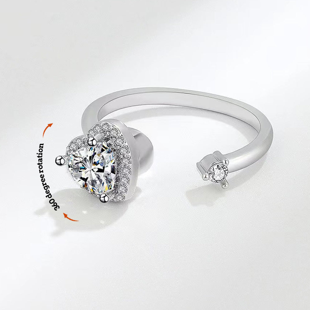 Anxiety Ring Anxiety Relief Decompression Heart Adjustable Ring Gift Fit for Her - soufeelau