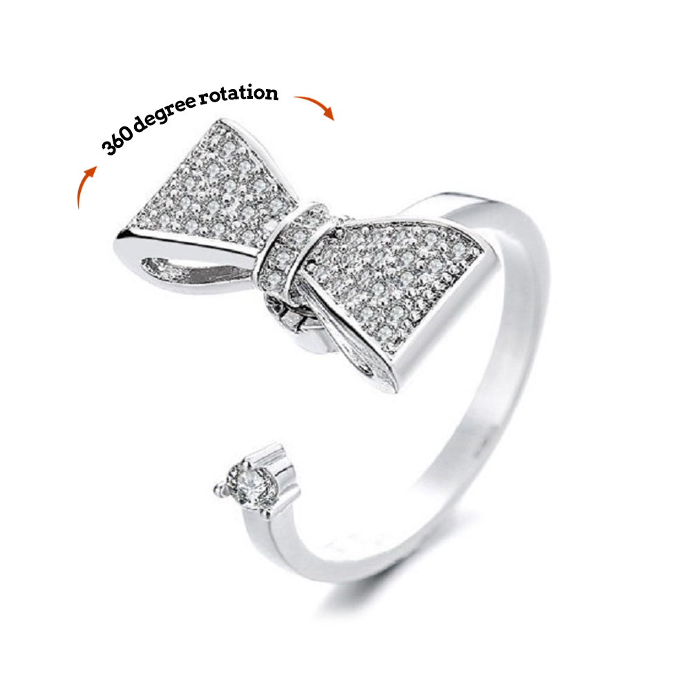 Anxiety Ring Anxiety Relief Decompression Bowknot Adjustable Ring Gift for Her - soufeelau