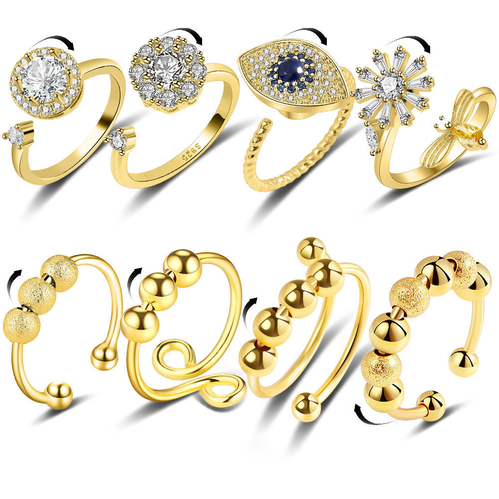 Anxiety Ring Decompression Ring Anti-Anxiety Relief Adjustable Ring 8 Pieces - soufeelau