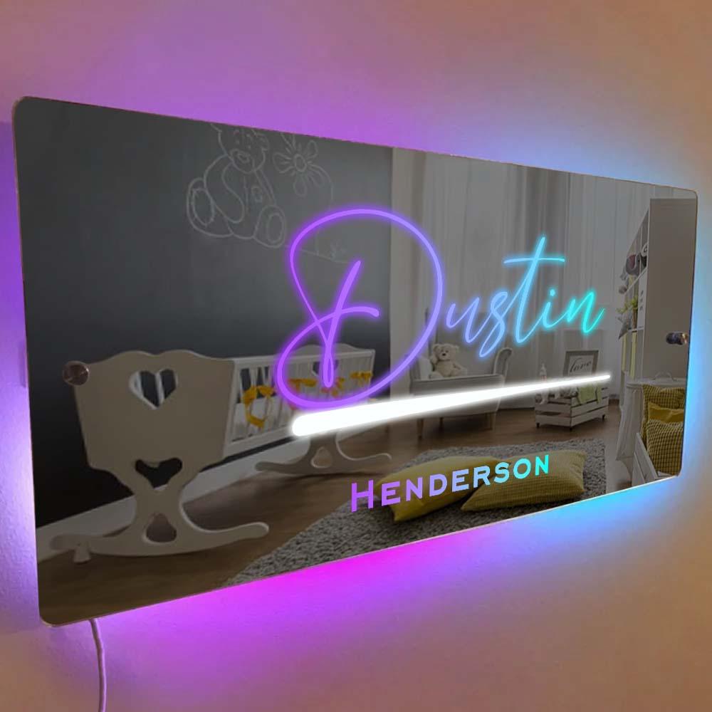 Custom Name Mirror Sign Custom Text Led Multi Color Light Up Wall Hanging Neon Signs Home Decor Gift For Kids - soufeelau
