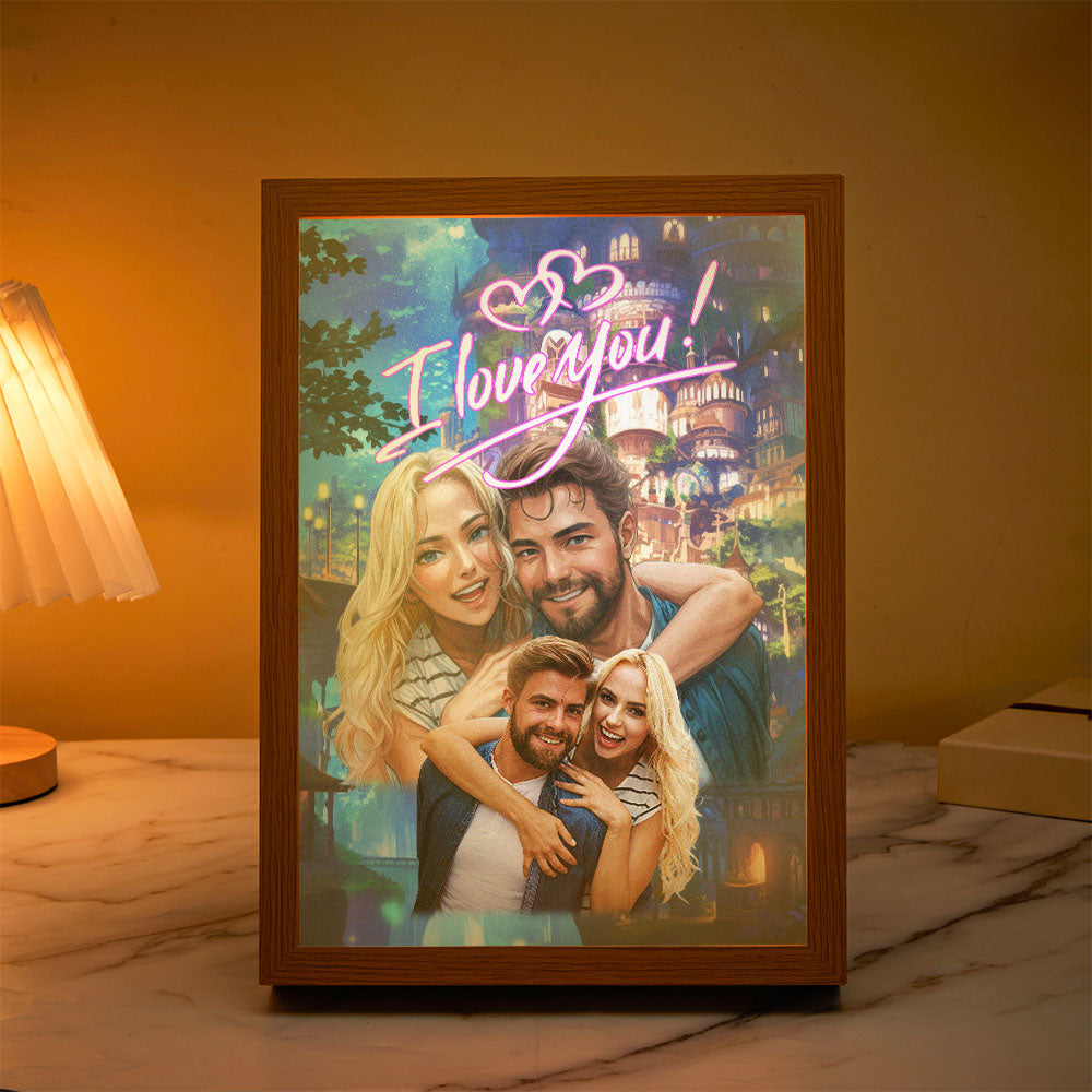 Customizable Art Framed Lamps for Couples Personalized Miracle Light Couple Portraits Best Anniversary Gift - soufeelau