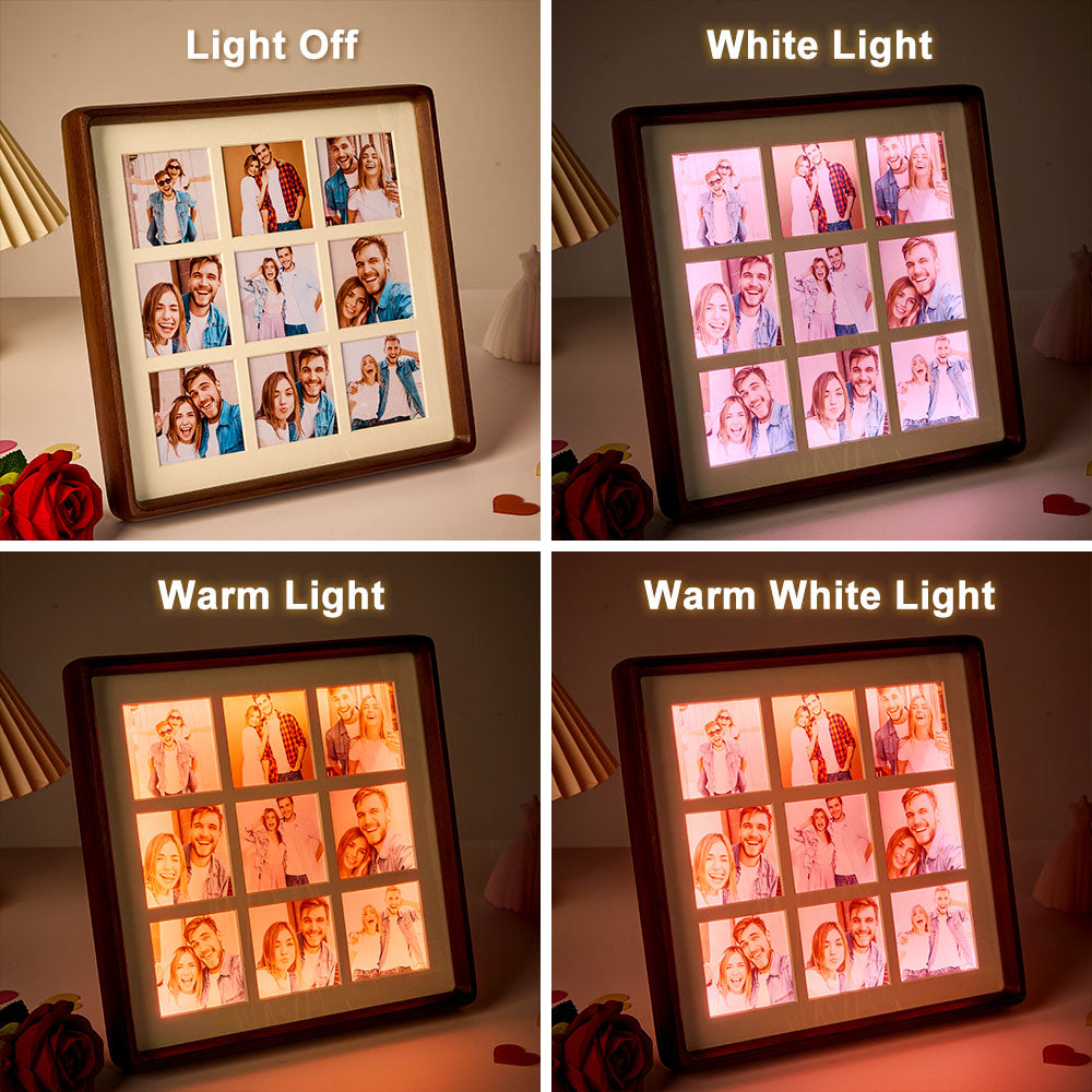 Personalized Photo Collage Photo Frame with Light Gift for Lover - soufeelau
