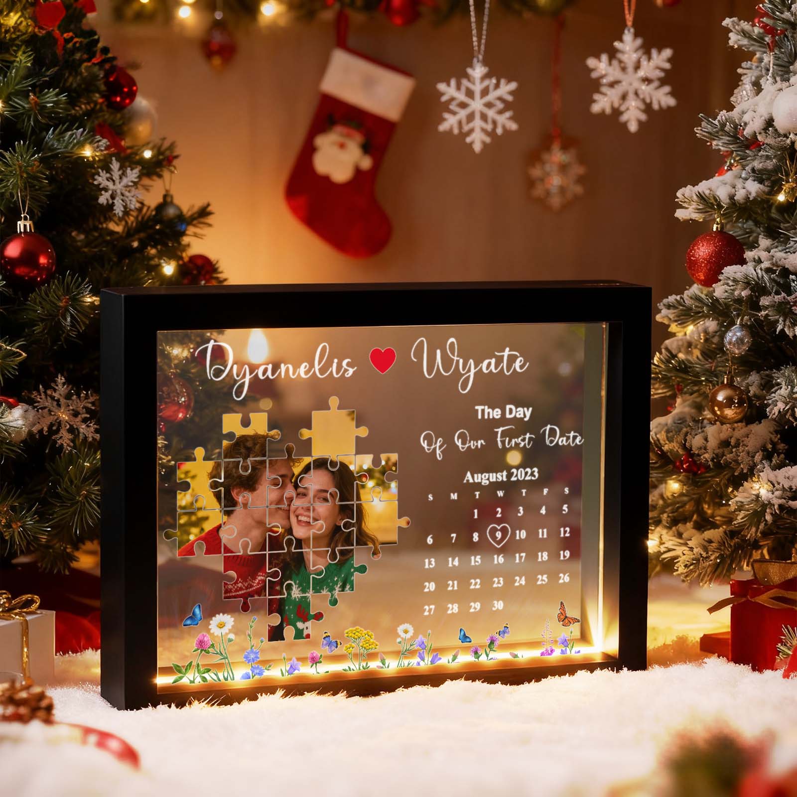 The Day I Found My Missing Piece Light Frame Personalized Christmas Gifts - soufeelau
