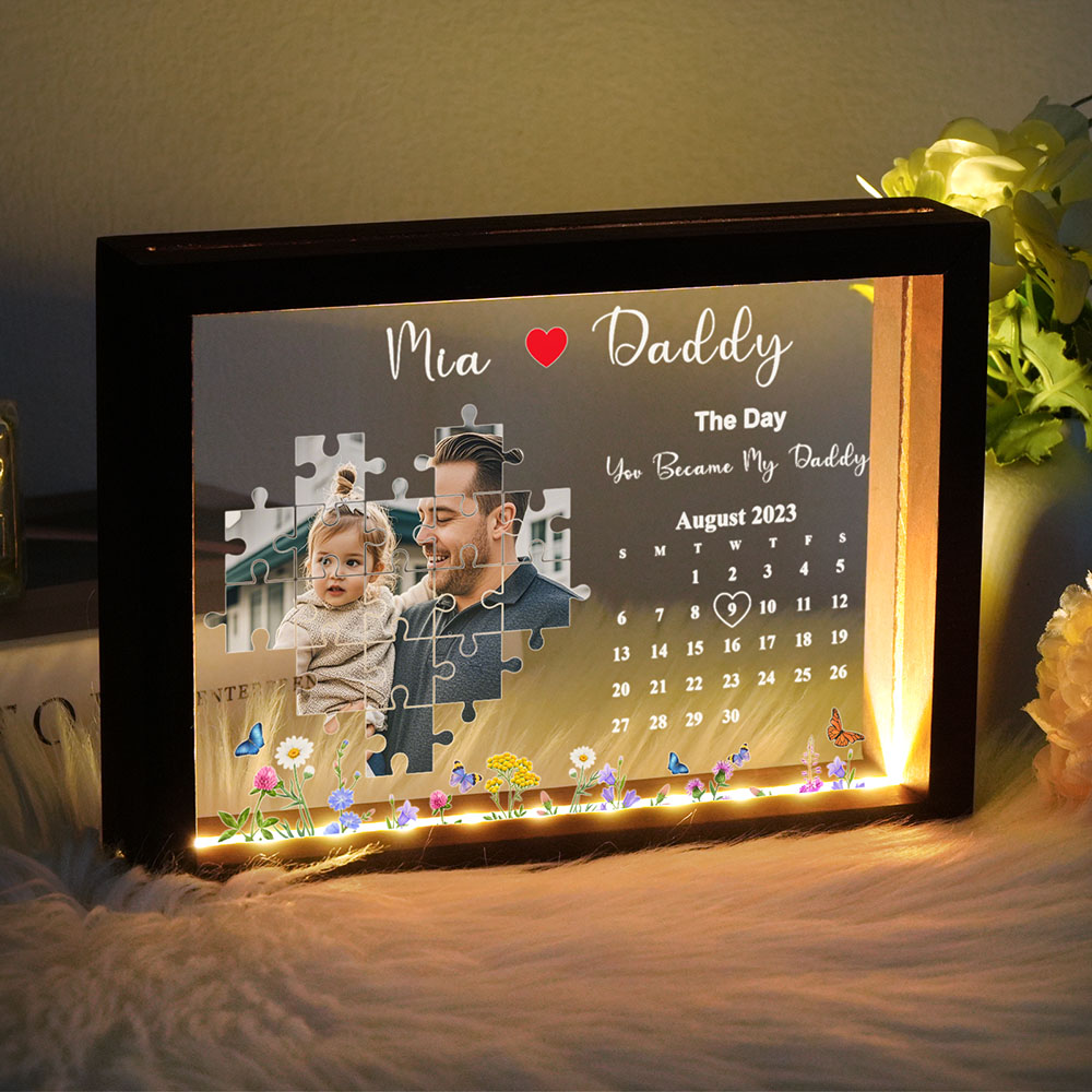 The Day You Became My Daddy Light Frame Box Personalized Gift Father's Day Gifts - soufeelau