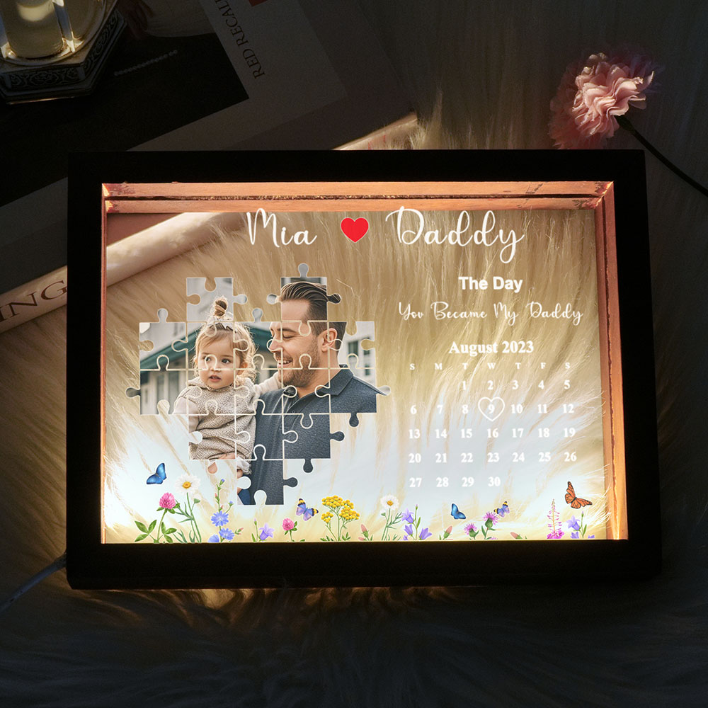 The Day You Became My Daddy Light Frame Box Personalized Gift Father's Day Gifts - soufeelau