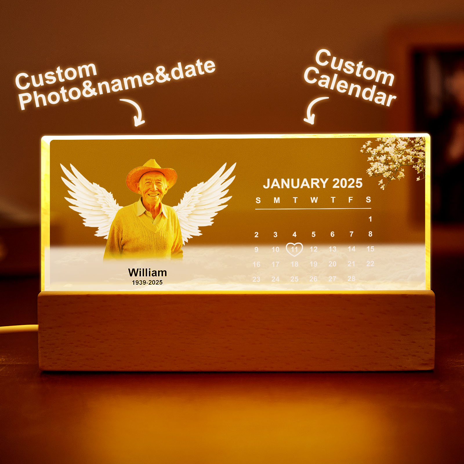 Cherished Memory of A Loved One Personalized Photo LED Night Light A Heartfelt Gift - soufeelau