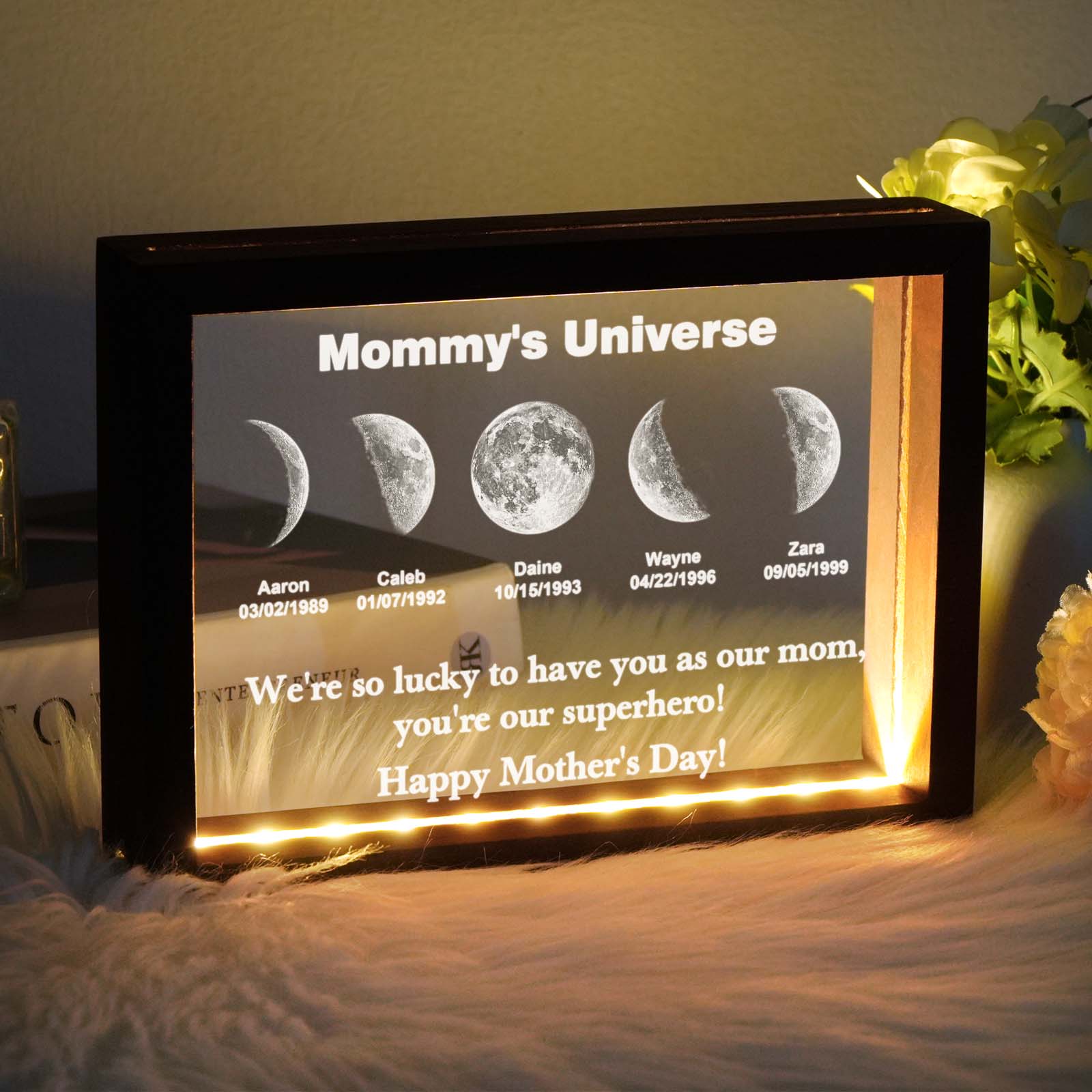 Custom Moon Phase night light Personalizd Birth Date Mother's day Gift for Mom - soufeelau