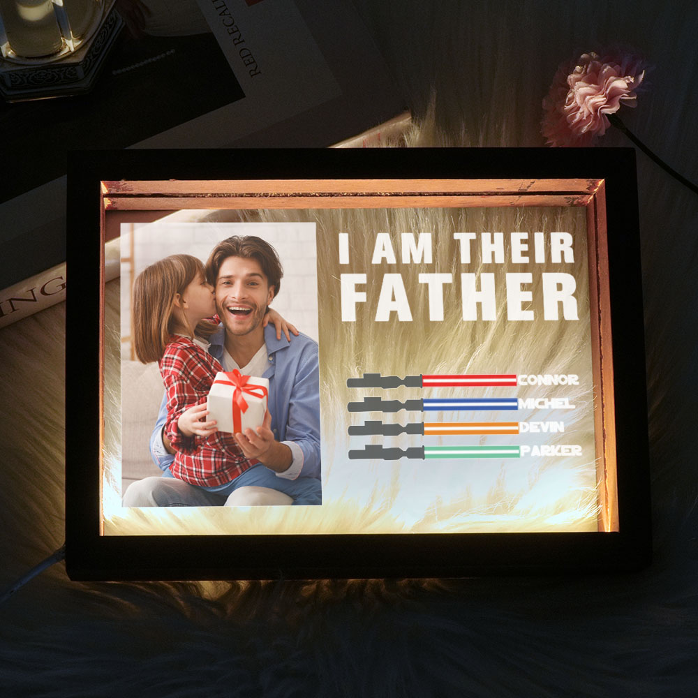 Personalized I Am Their Father Night Light Frame Box Saber Plaque Personalized Gift Father's Day Gifts - soufeelau