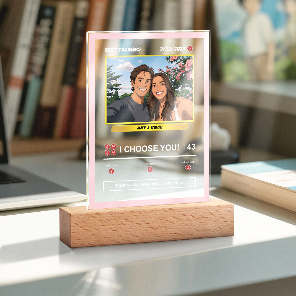 Custom Acrylic Poke Card Personalized Photo and Text Lamp Plaque Night Light Romantic Gift - soufeelau