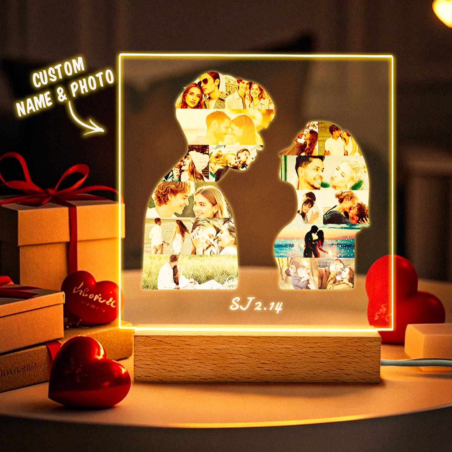 Custom Photo Silhouette Light Frame Display Anniversary Gift Couple Gift - soufeelau
