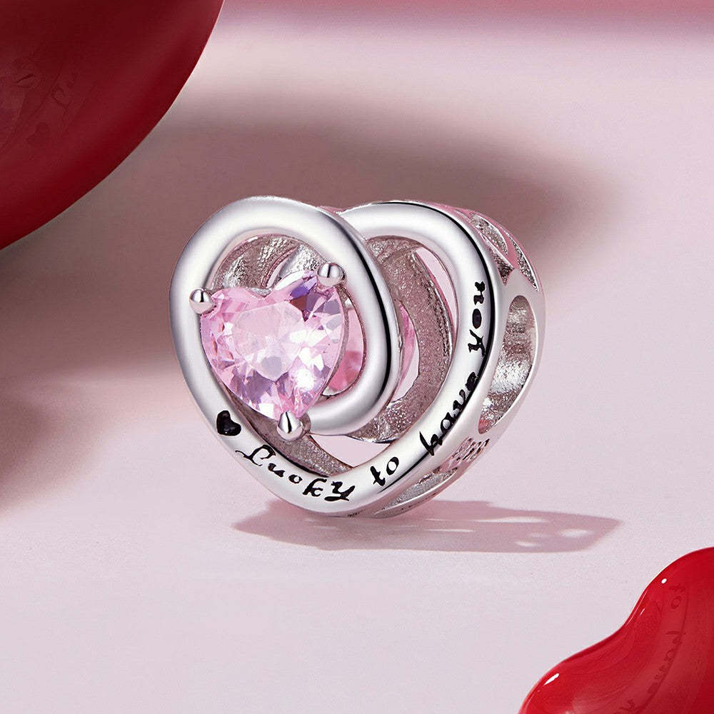 lucky to have you pink heart charm 925 sterling silver xs1955