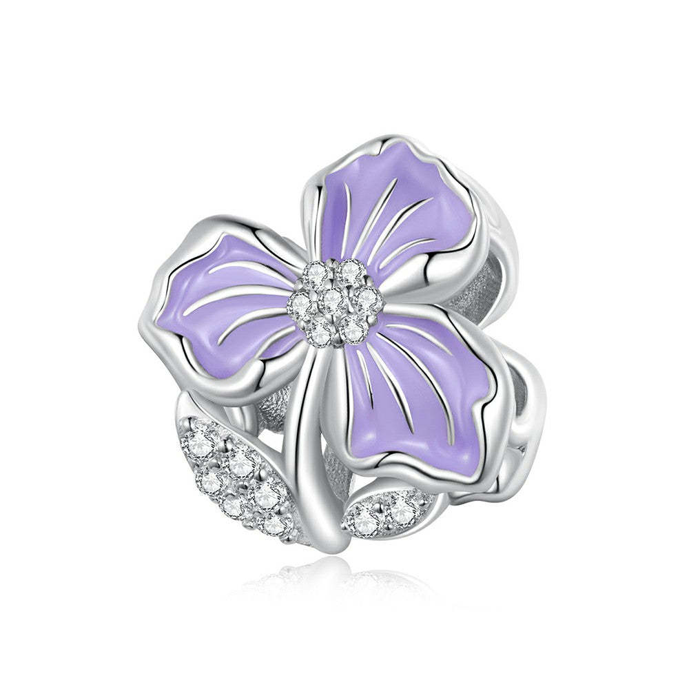 purple flower charm 925 sterling silver xs1973