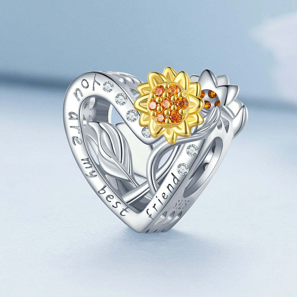 sunflower you are my best friend charm 925 sterling silver mothers day gifts xs2073