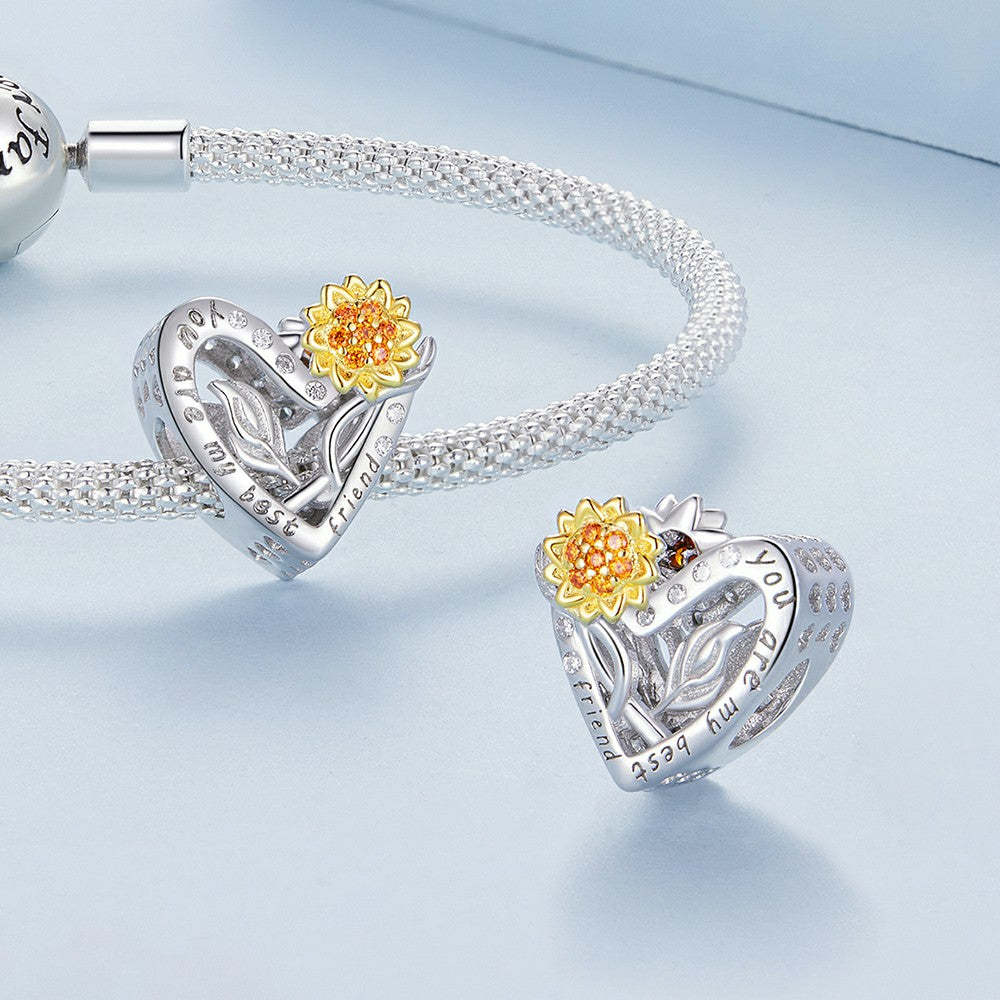 sunflower you are my best friend charm 925 sterling silver mothers day gifts xs2073