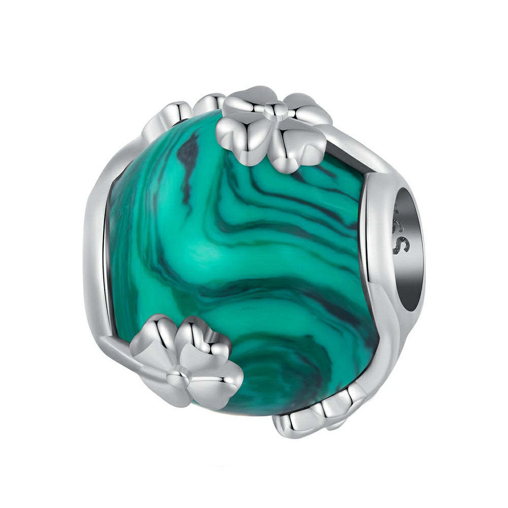four leaf clover malachite green charm 925 sterling silver xs2075