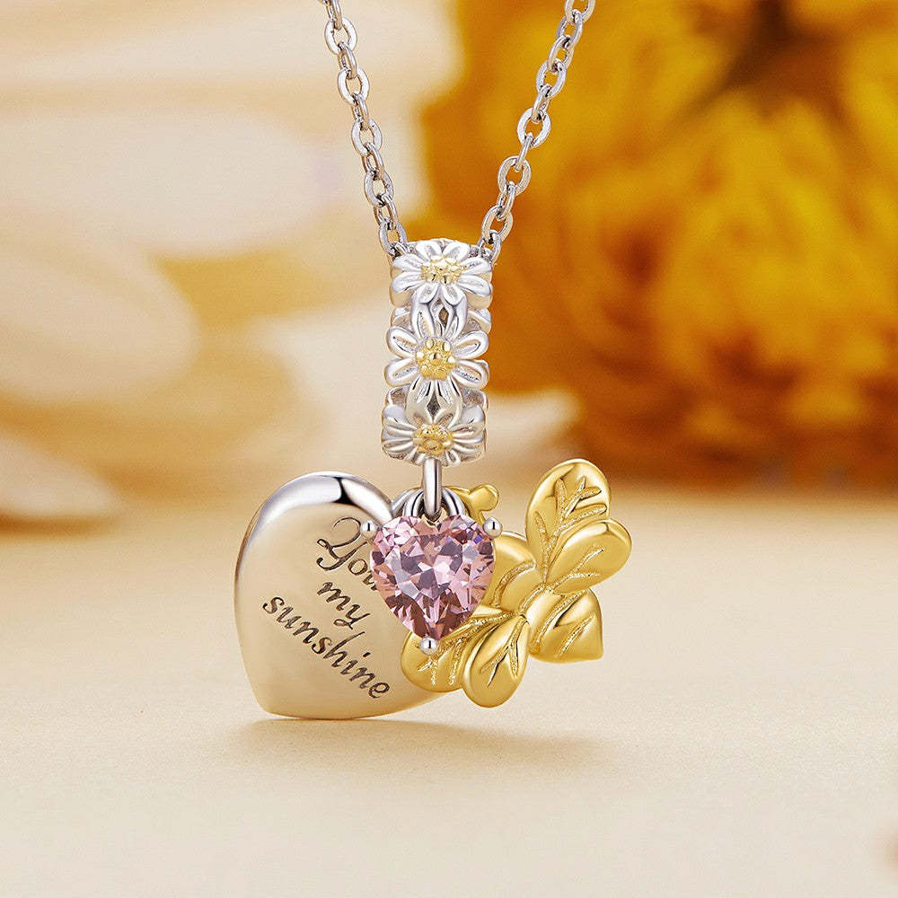 daisy bee pink zircon charm 925 sterling silver xs2077