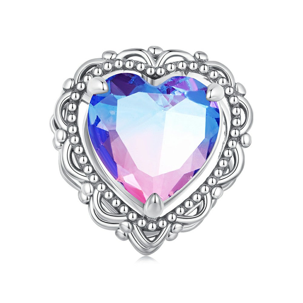 heart gradient colorful charm 925 sterling silver xs2081