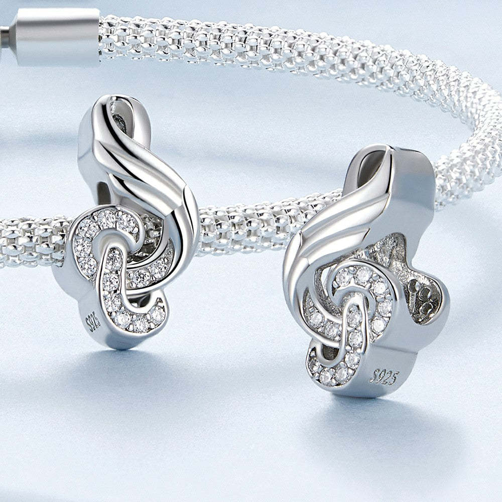 note pattern white zircon charm 925 sterling silver gifts for music lover xs2082