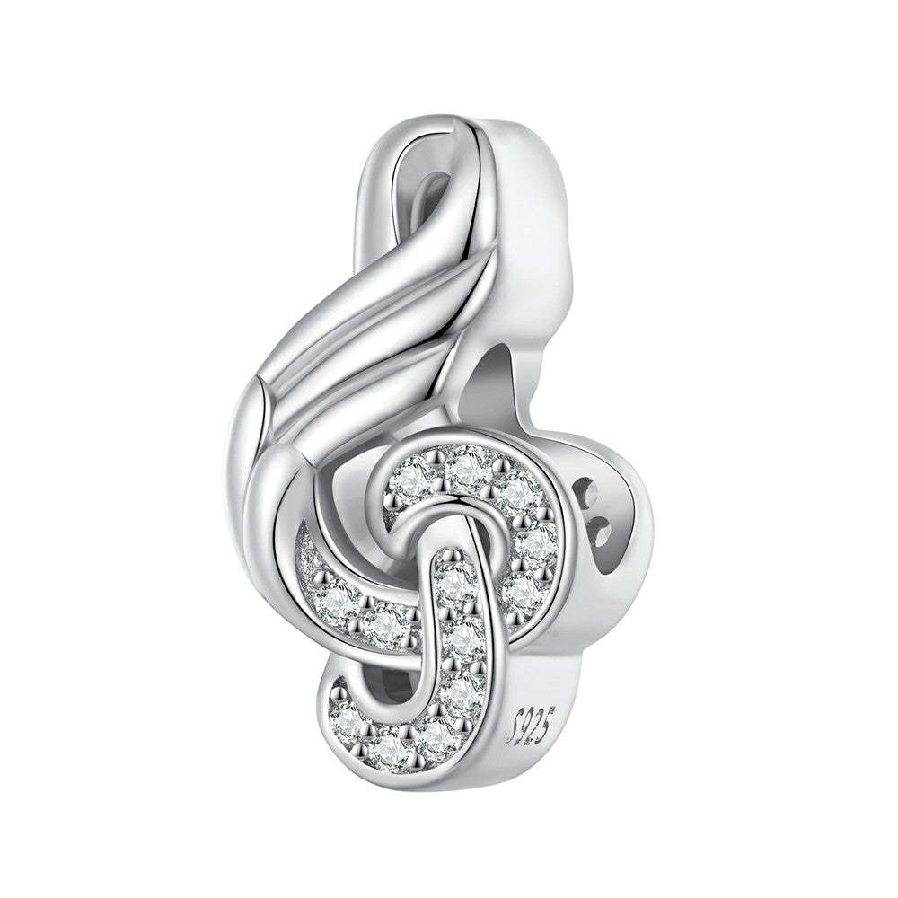 note pattern white zircon charm 925 sterling silver gifts for music lover xs2082