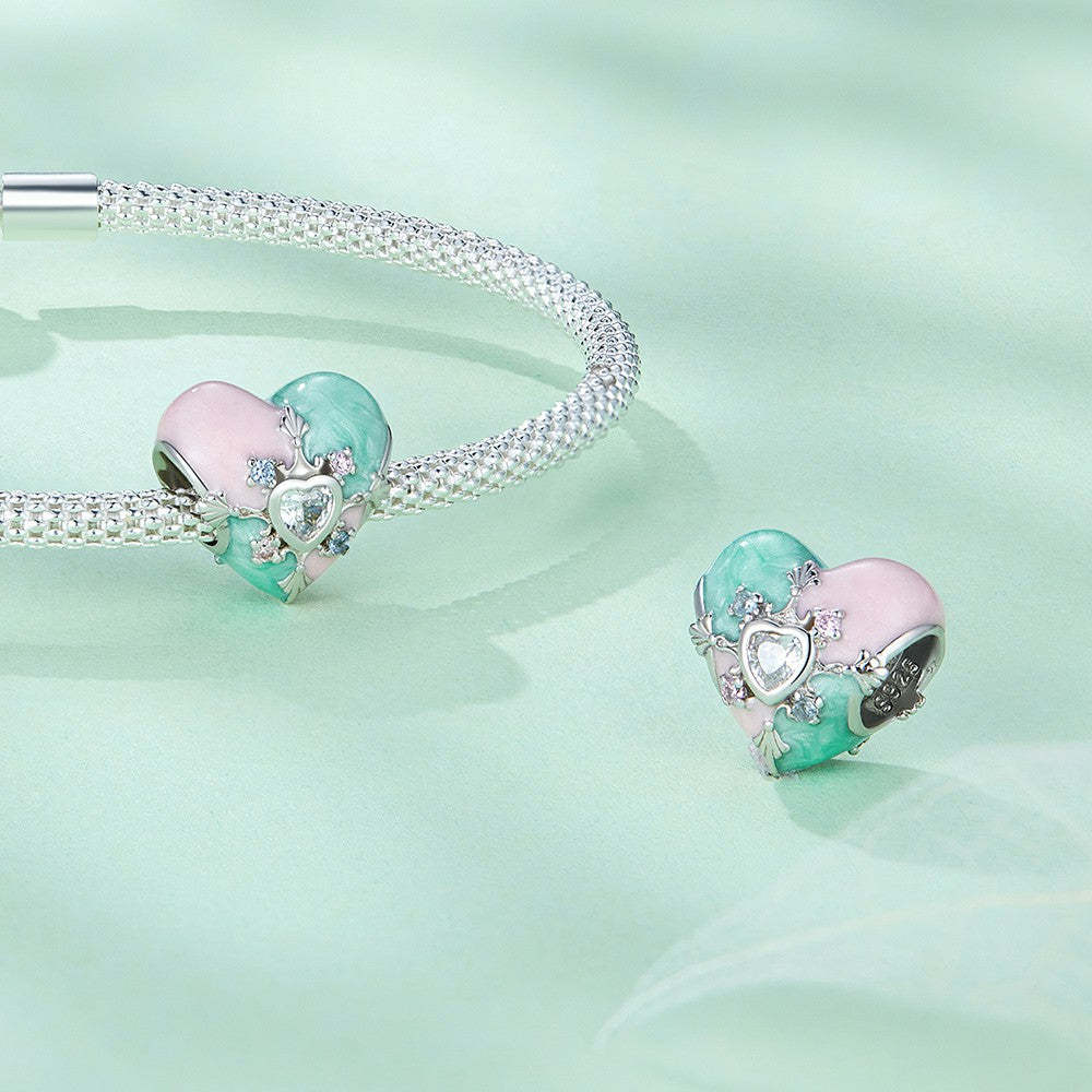 heart shaped easter colorful charm 925 sterling silver for easter xs2087