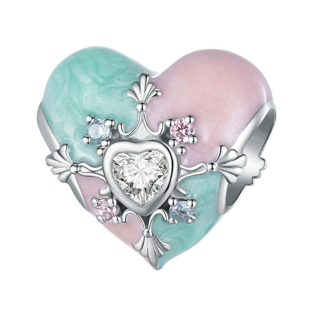 heart shaped easter colorful charm 925 sterling silver for easter xs2087