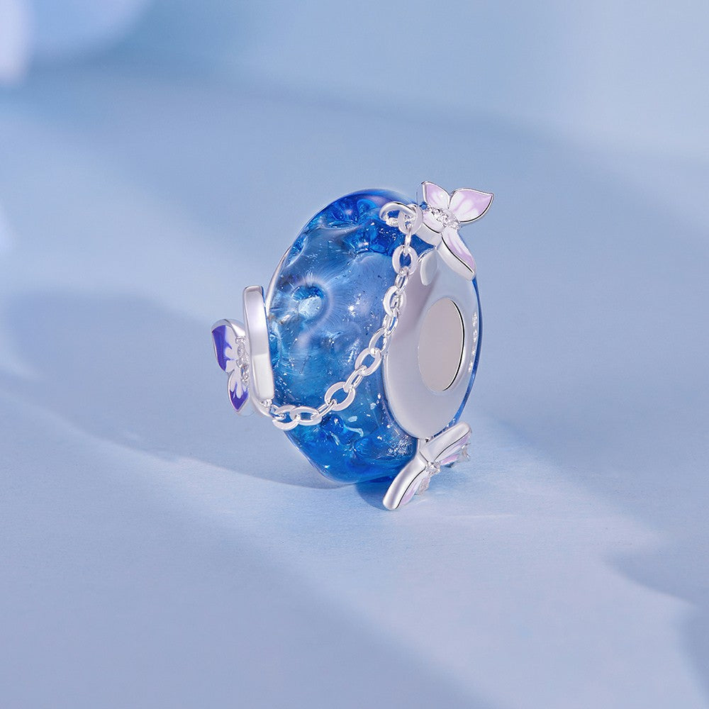 butterfly tassel blue charm 925 sterling silver xs2090