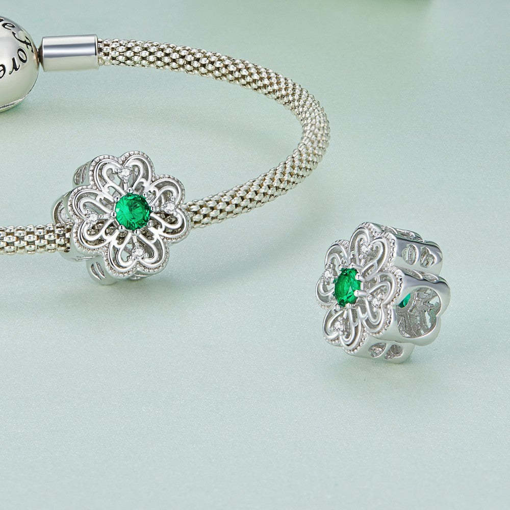 four leaf clover green zircon charm 925 sterling silver xs2117