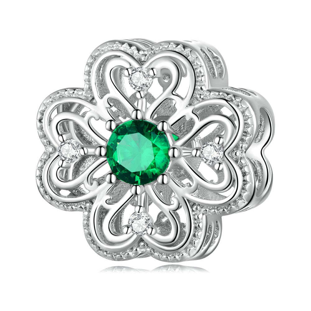four leaf clover green zircon charm 925 sterling silver xs2117
