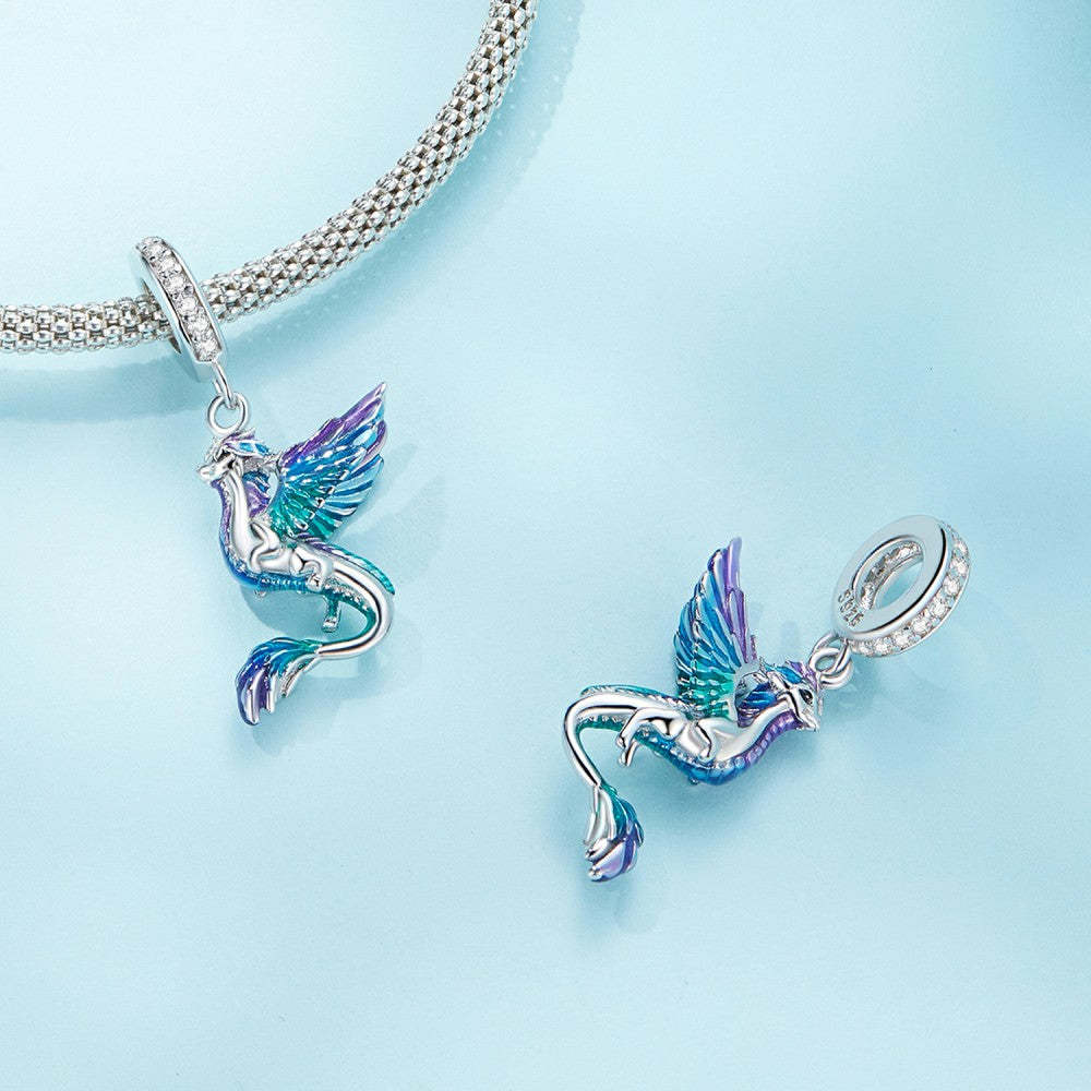 flying dragon colorful charm 925 sterling silver xs2122