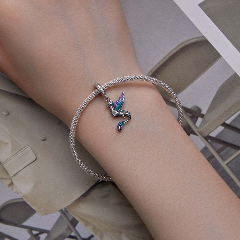 flying dragon colorful charm 925 sterling silver xs2122