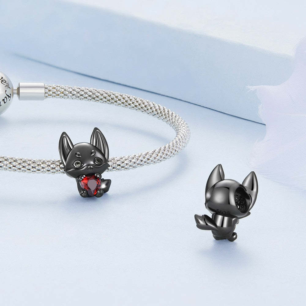 little fox black charm 925 sterling silver xs2137