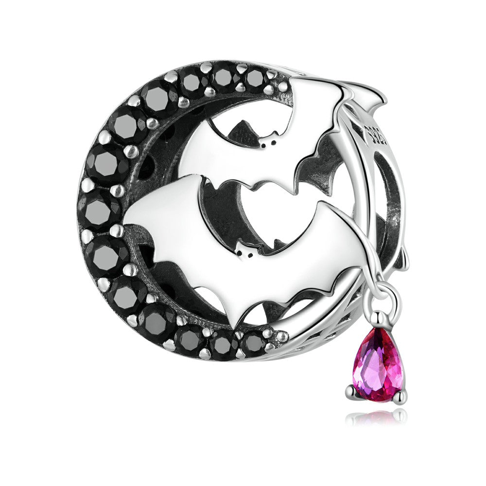 bat pink zircon charm 925 sterling silver xs2176