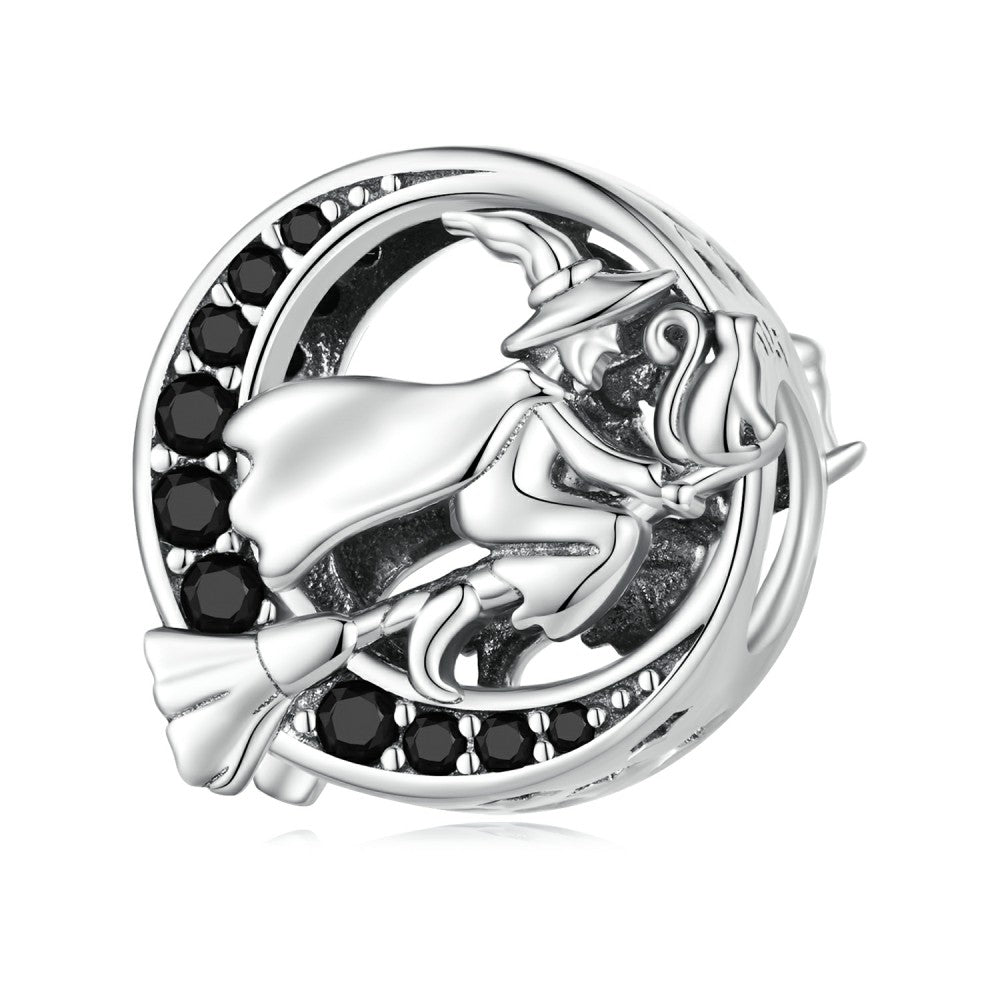 witch black zircon charm 925 sterling silver xs2178
