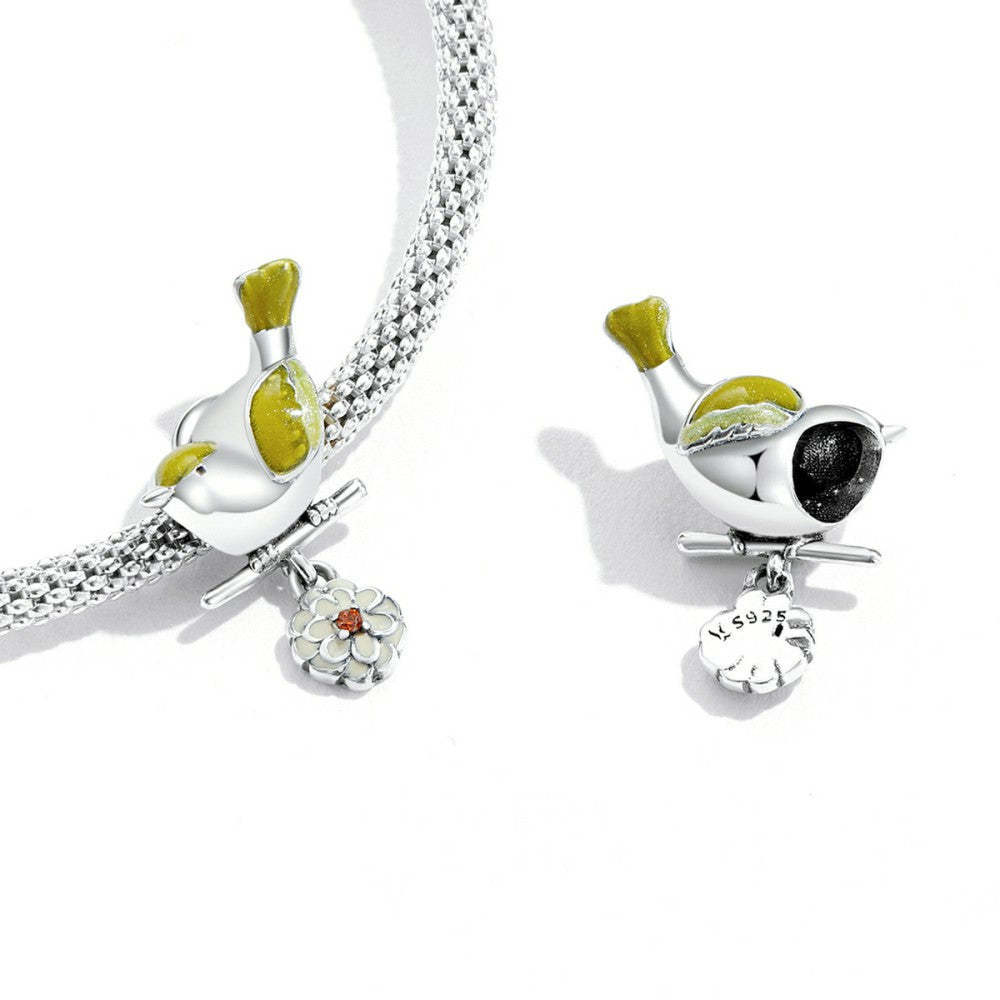 flowers and birds beginning of spring charm 925 sterling silver xs2249