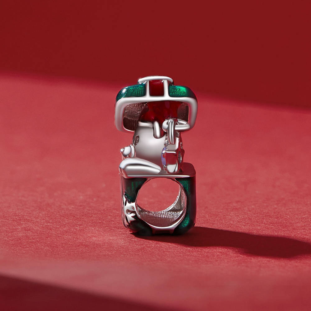 Bear Christmas Gift Box Charm Silver Christmas Gifts - soufeelau