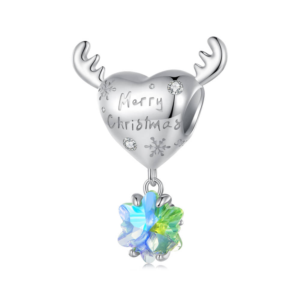 Elk Snowflake Charm Silver Christmas Gifts - soufeelau