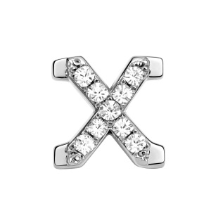 Letter With Diamond X Charm - Silver