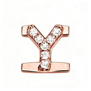 Letter With Diamond Y Charm - Rose Gold